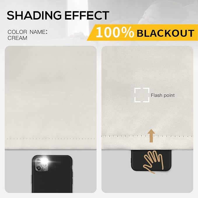 Yakamok 100% Blackout Curtains for Bedroom 63 Inch Length, Light Blocking Drapes - Image 2