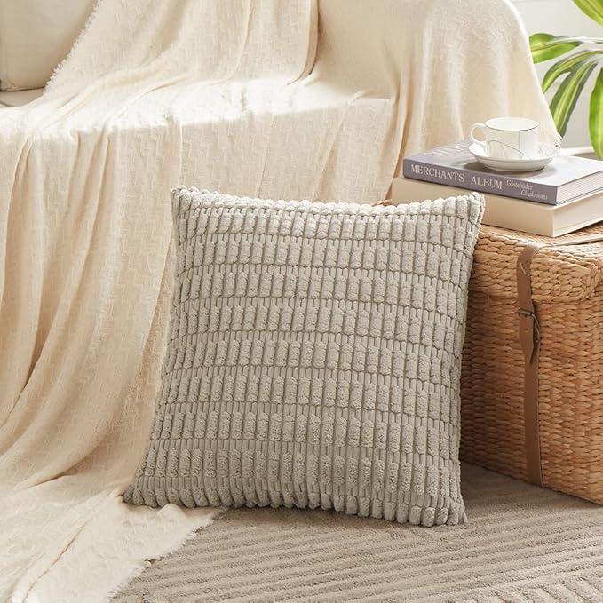 Fancy Homi 4 Packs Neutral Euro Decorative Throw Pillow Covers 28x28 Inch - Image 2
