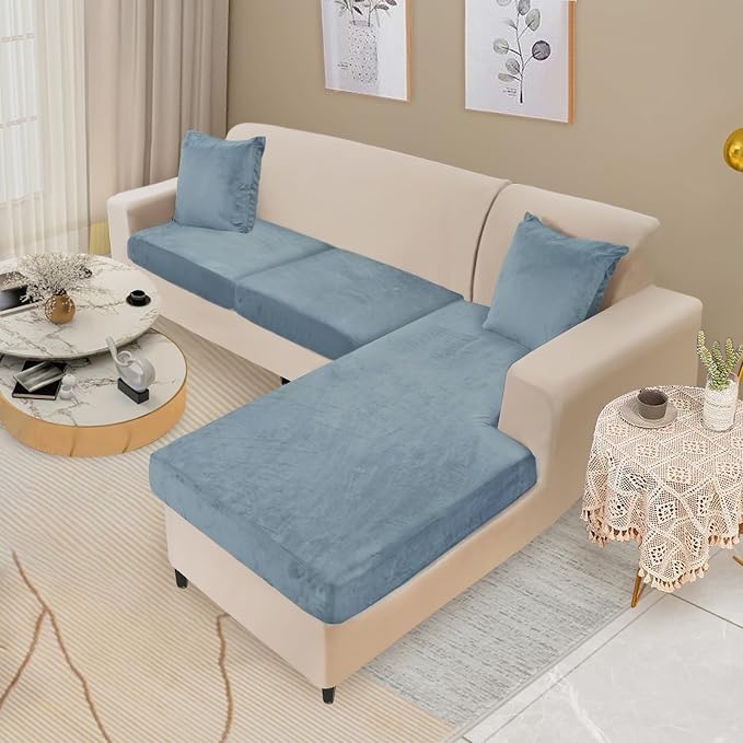 NAISI Sectional Couch Cover 3 Pieces Velvet Separate Couch Cushion Covers L - Image 2
