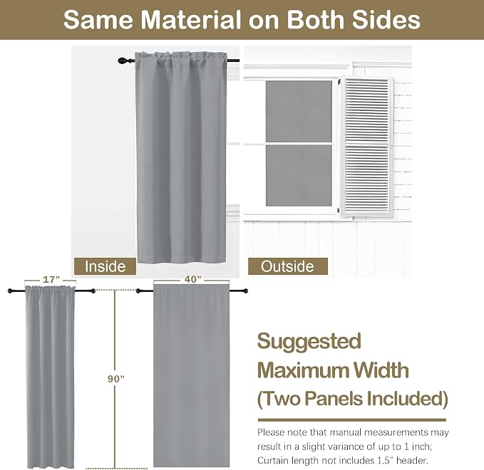 OVZME Silver Grey Blackout Curtains - Image 2