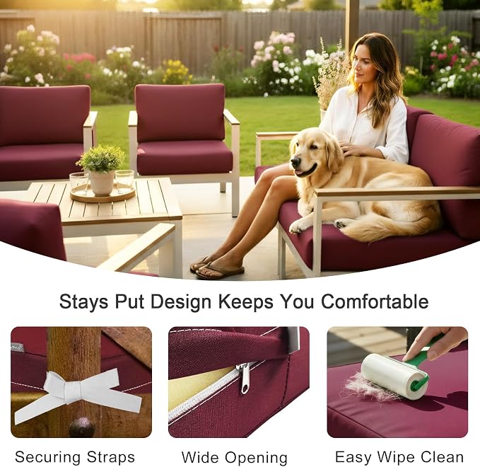NettyPro Outdoor Cushion Covers Replacement Set 4 Water Repellent UV Resistant - Image 7
