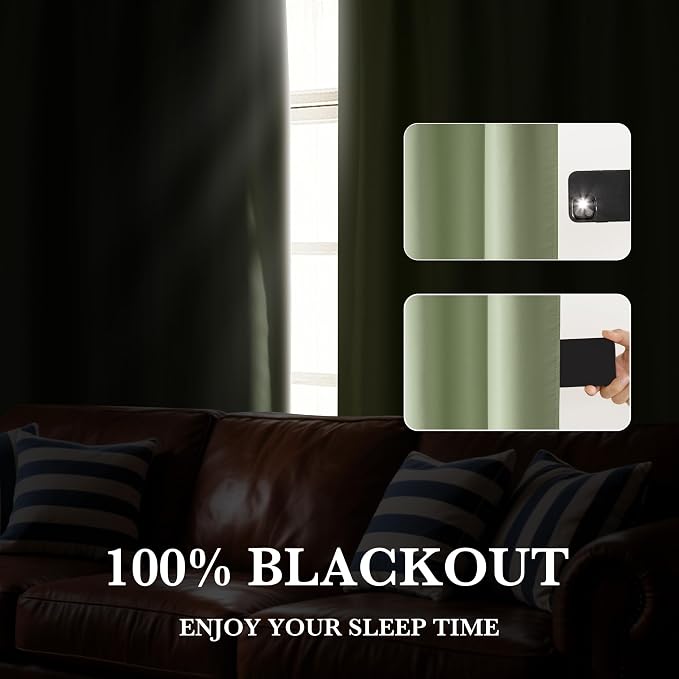 RYB HOME 100% Blackout Basement Curtains 30 inches Long, Heat & UV Blocking - Image 5