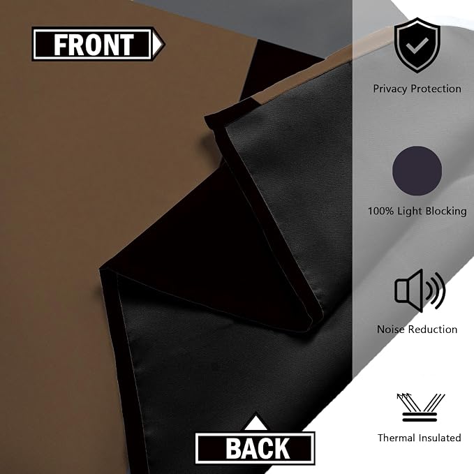 Tyrot Brown 100% Blackout Curtains - Image 5