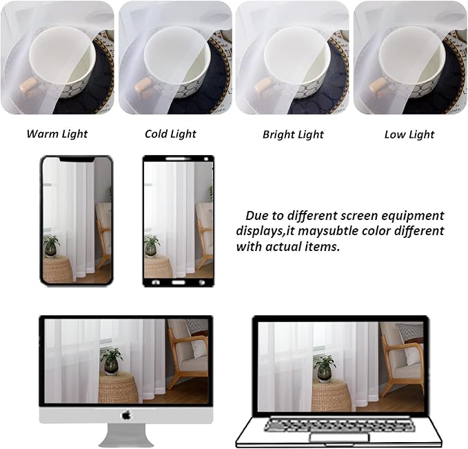 Chyhomenyc White Sheer Curtains 78 Inches Long 2 Panels Set - Image 4