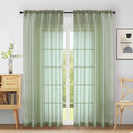 Extra Wide Sage Green Sheer Curtains 90 Inches Long 2 Panels, Light Filtering by Home