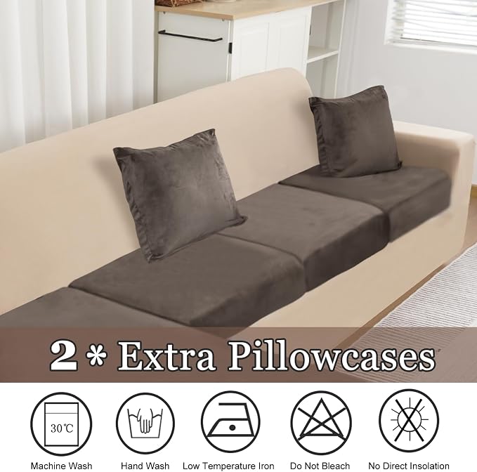 NAISI Sectional Couch Covers 6 Pieces Velvet Couch Cushion Covers L Shape Soft - Image 6