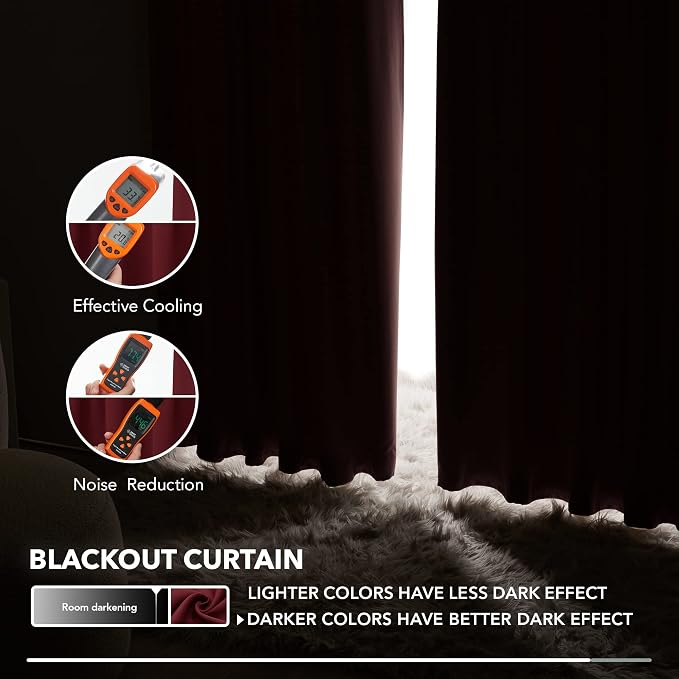 Deconovo Blackout Curtains for Living Room Thermal Insulated Back Tab and Rod - Image 5