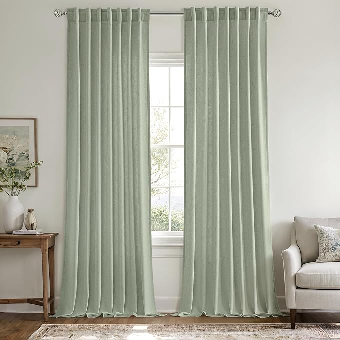 MIULEE Non-See-Through Privacy Linen Curtains 2 Panels, Light Filtering Window - Image 2