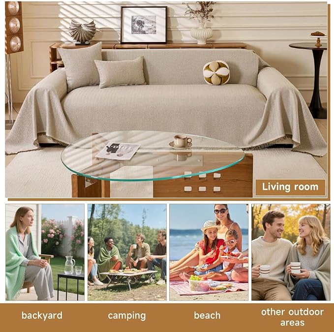ROOMLIFE Boho Khaki Couch Covers - Image 7