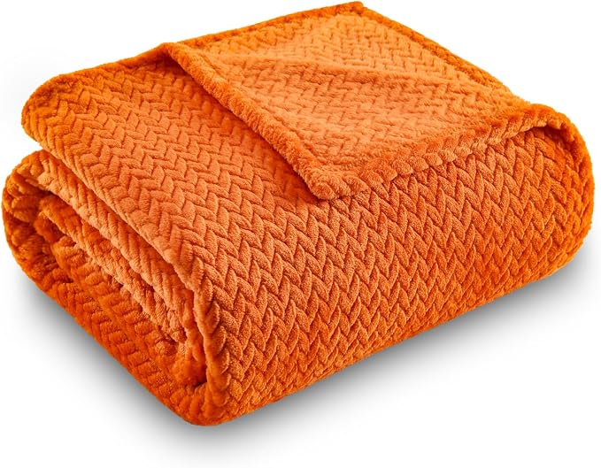 NEWCOSPLAY Super Soft Throw Blanket Orange Premium Silky Flannel Fleece Leaves - Image 9