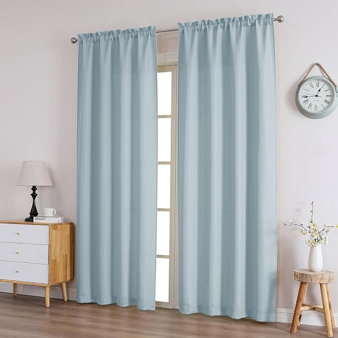 Chyhomenyc Aqua with Greenish Tone Curtains 72 Inch Length 2 Panels Set - Image 2