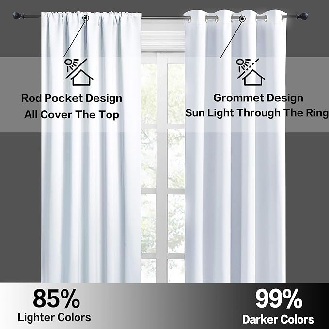 RYB HOME Curtains for Bedroom Living Room 63 inches Long, Thermal Insulated - Image 5