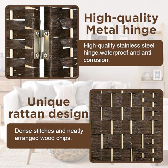 Room Divider 6 Panel Room Screen Divider Folding Portable partition Screen Wood - Image 2
