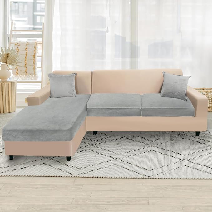 NAISI Sectional Couch Cover 3 Pieces Velvet Separate Couch Cushion Covers L - Image 3