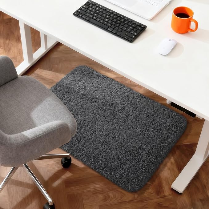 Merelax Fluffy Shaggy Small Area Rug, Dark Grey 2x4 Runner Rugs - Image 3