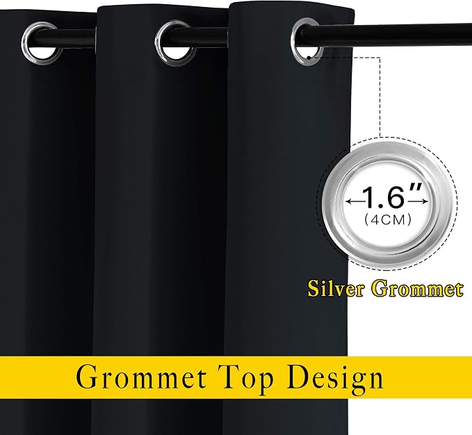 NICETOWN Black Blackout Curtains 80 inch Length 2 Panels Set - Image 3