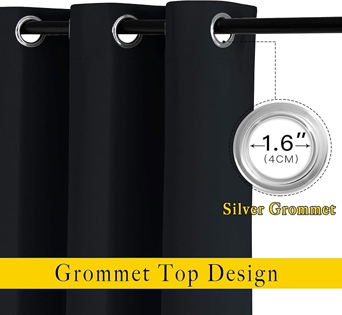 NICETOWN Black Out Curtains 63 inches Long, Grommet Blackout Window Treatment - Image 2