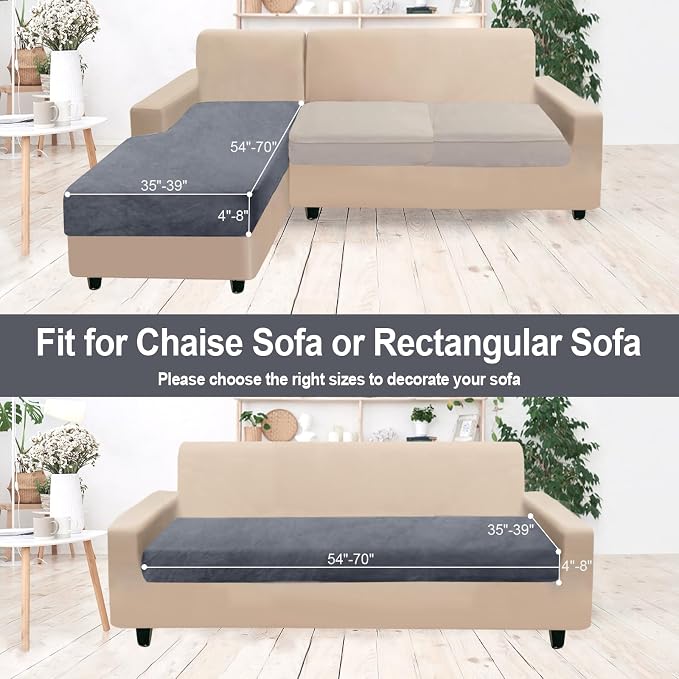 NAISI Sectional Couch Cover 1 Piece Velvet Separate Chaise Lounge Cover Soft - Image 5