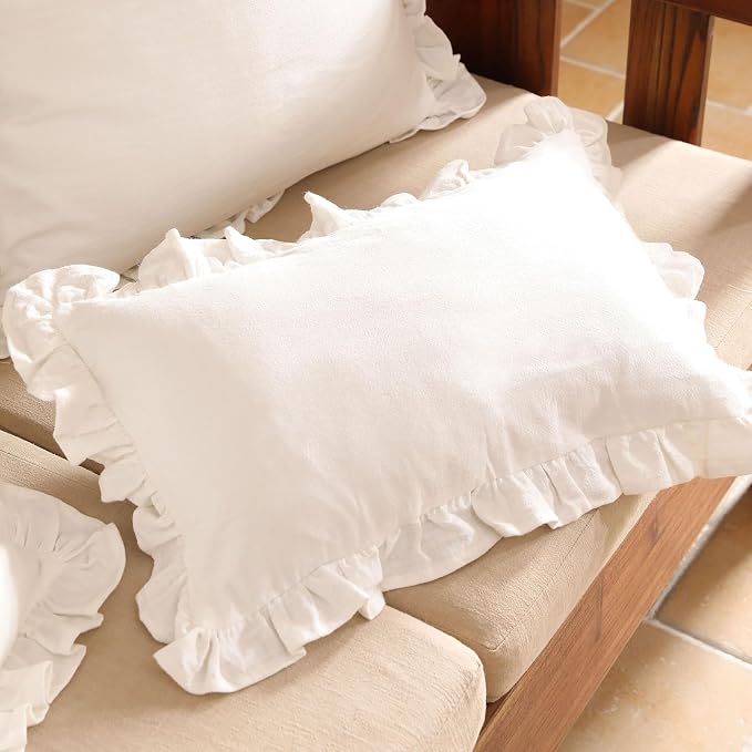 patdrea White Shabby Chic Decorative Throw Pillow Covers 18"x18" Set of 2 - Image 8