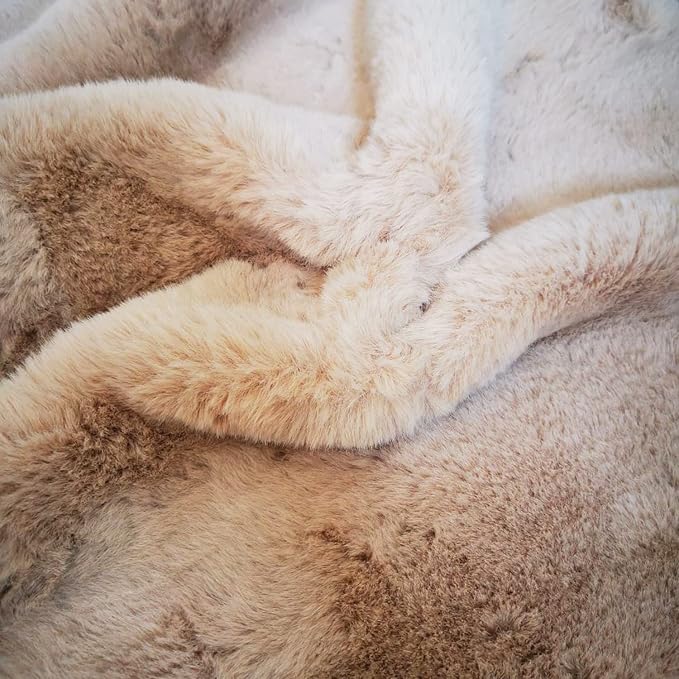 Ghouse Light Brown Beige Faux Rabbit Fur Rug 6x9 Machine Washable Area Rugs - Image 7