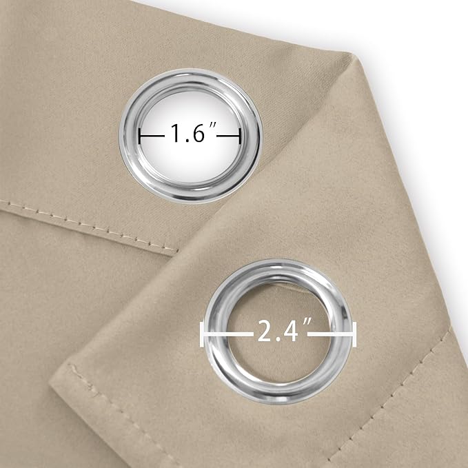 LEMOMO Khaki Blackout Curtains 52 x 63 Inch Length/Set of 2 Curtain - Image 5