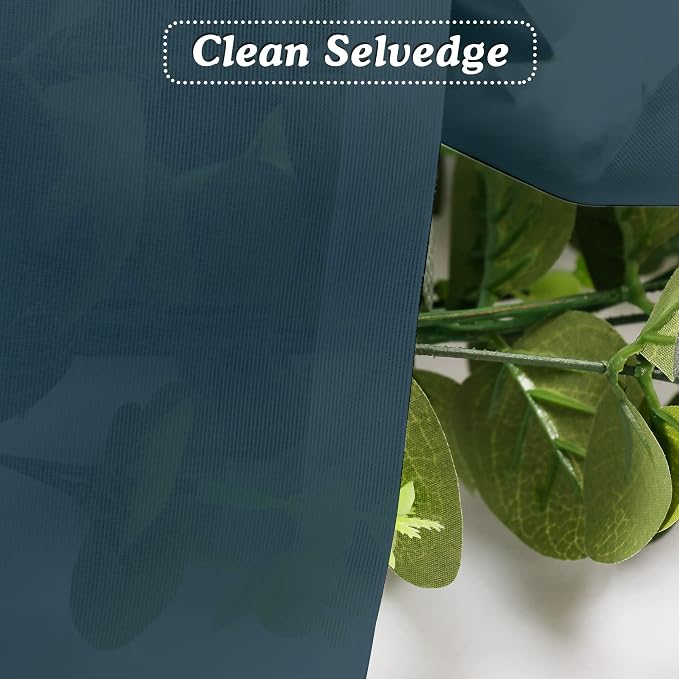 OVZME Dusty Blue Sheer Curtains 36 inches Long, Short Kitchen Window Treatment - Image 4