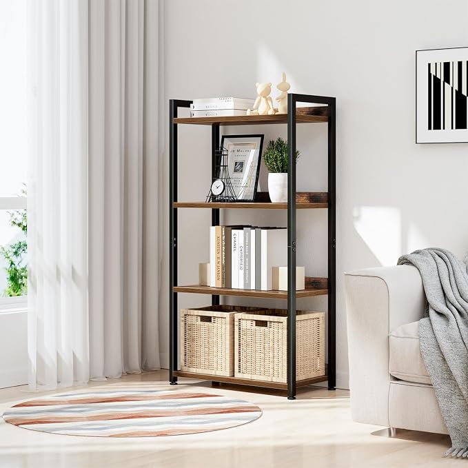 NUMENN Bookshelf, 4 Tier Bookshelves, Home Office Bookcase Shelf Storage - Image 2