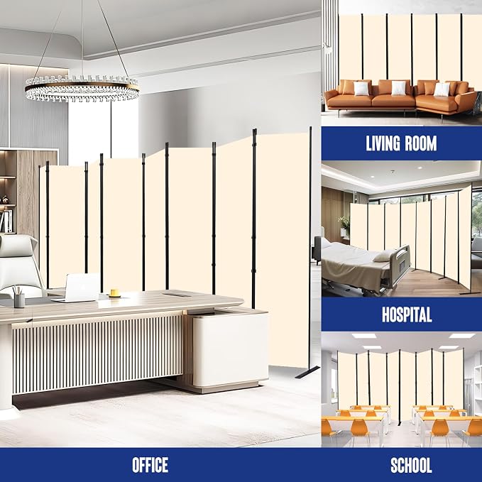 Room Divider and Folding Privacy Screens 8 Panel, Portable Room Divider Panel - Image 4