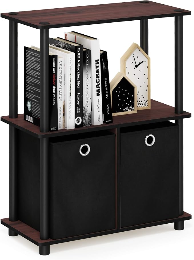 Furinno TURN-N-TUBE Storage Shelves Set of 2, 3-Tier Toolless Book Shelf - Image 4
