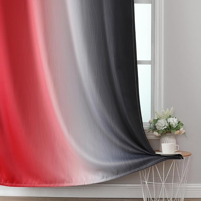 Estelar Textiler Red and Black Ombre Blackout Curtains 102 Inches Long 2 Panels - Image 6