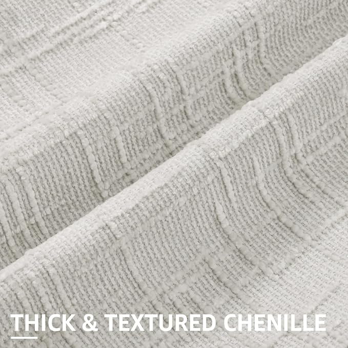 decorUhome Light Grey Chenille Euro Sham Throw Pillow Covers 22x22 Set of 2 - Image 2