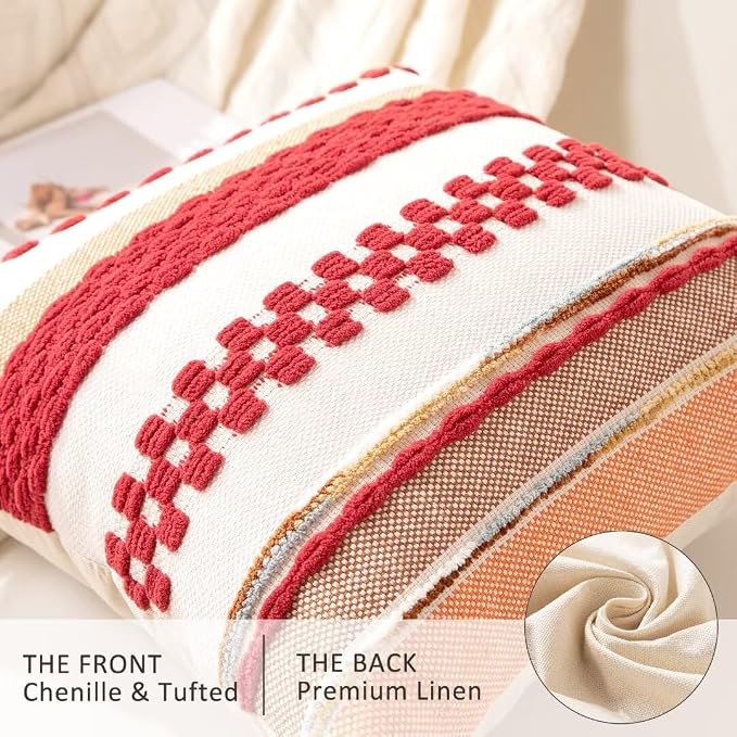 Boho Throw Pillow Covers 18x18 Set of 2 Christmas Decorative Cushion Case - Image 2