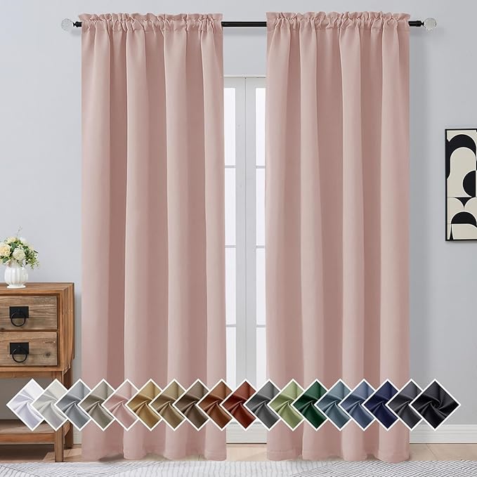 OVZME Blush Pink Blackout Curtains by OVZME