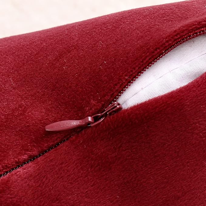 NiNi ALL Decorative Throw Pillow Covers Velvet 22x22 Inch Pack of 2 Burgundy - Image 4