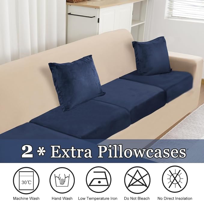 NAISI Sectional Couch Covers 6 Pieces Velvet Couch Cushion Covers L Shape Soft - Image 6