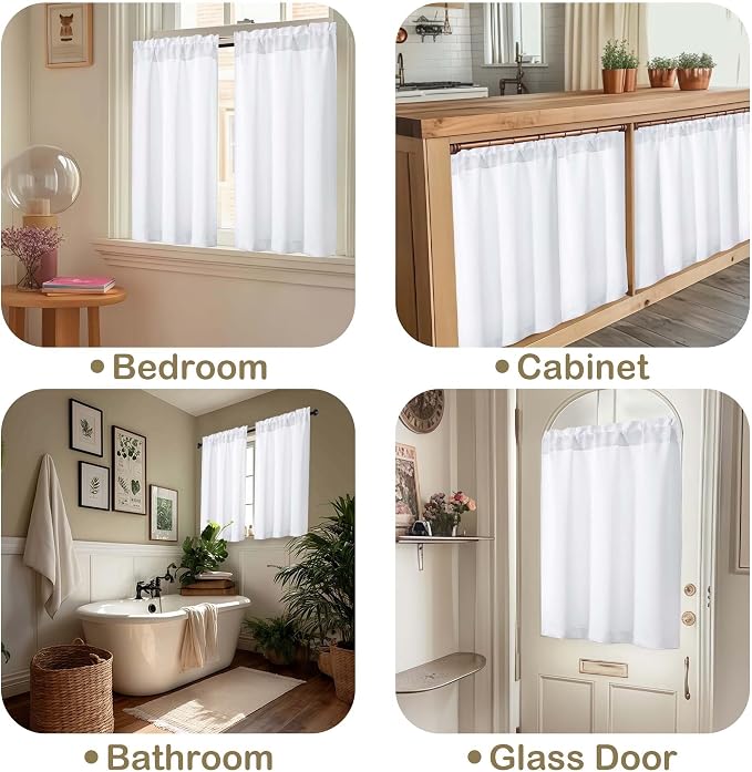 OVZME Pure White Kitchen Curtains - Image 5