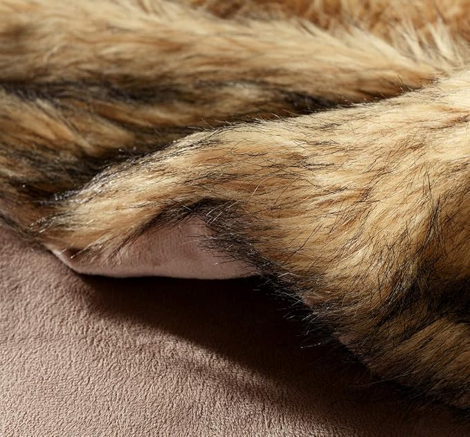 Luxury Plush Faux Fur Blanket Queen Size, Long Pile Golden Yellow - Image 4