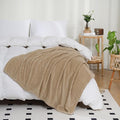 Puncuntex Flannel Fleece Throw Blanket Khaki 108"×90", Super Soft Plush Cozy by Puncuntex