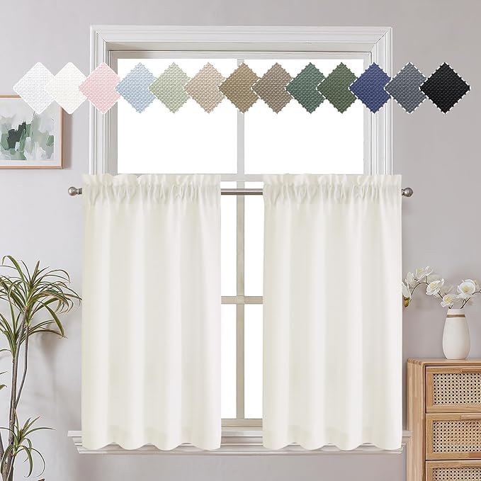Chyhomenyc Short Curtains 30 Inch Length, Light Filtering Half Window Curtains by Chyhomenyc