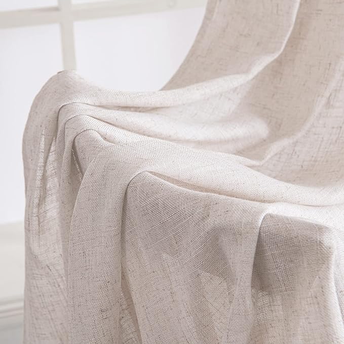 MIULEE White Linen Curtains 63 Inch Length 2 Panels - Image 6