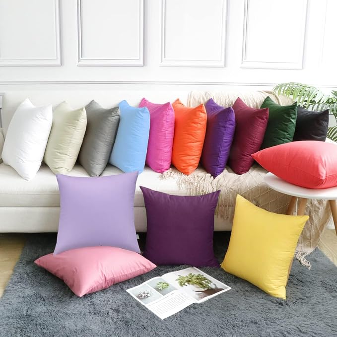 4-Pack 100% Cotton Comfortable Solid Decorative Throw Pillow Case Square - Image 4