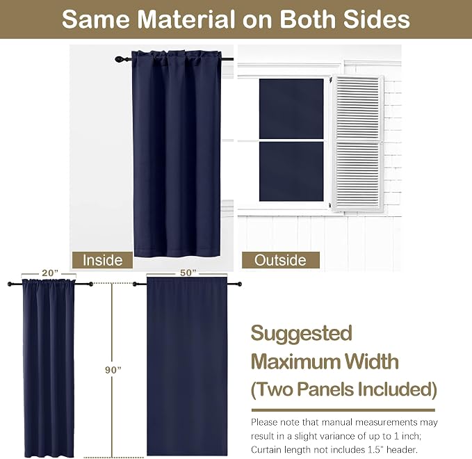 OVZME Navy Blue Blackout Curtains - Image 2