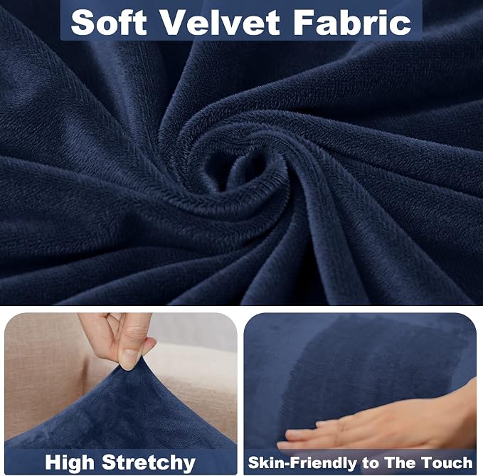 NAISI Sectional Couch Cover 1 Piece Velvet Separate Chaise Lounge Cover Soft - Image 3