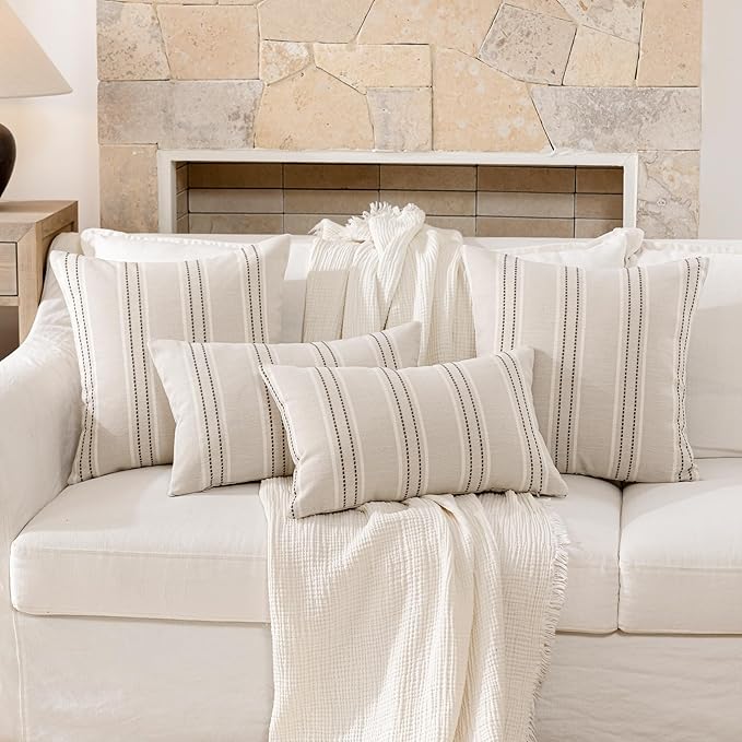 Hckot Throw Pillow Covers 16x16 Set of 2 Charcoal Pillow Covers Farmhouse - Image 5