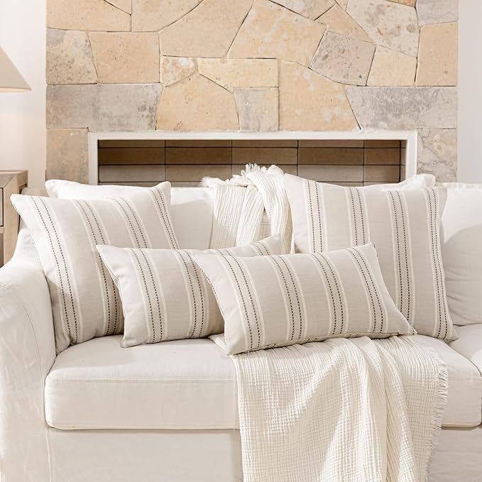 Hckot Throw Pillow Covers 24x24 Set of 2 Taupe Pillow Covers Farmhouse - Image 6