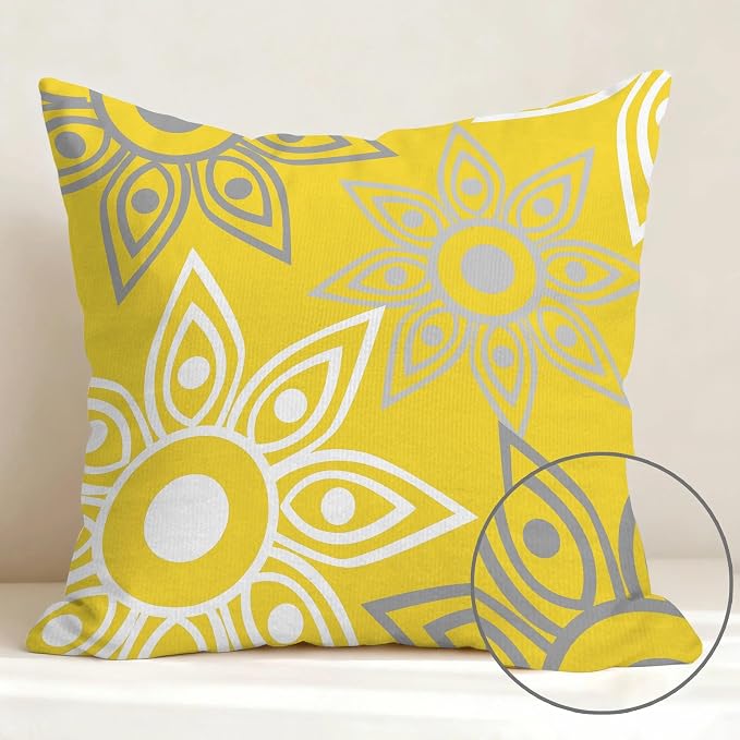 Hexagram Yellow Geometric Pillow Covers 18x18 Set of 4, Decorative Outdoor - Image 6