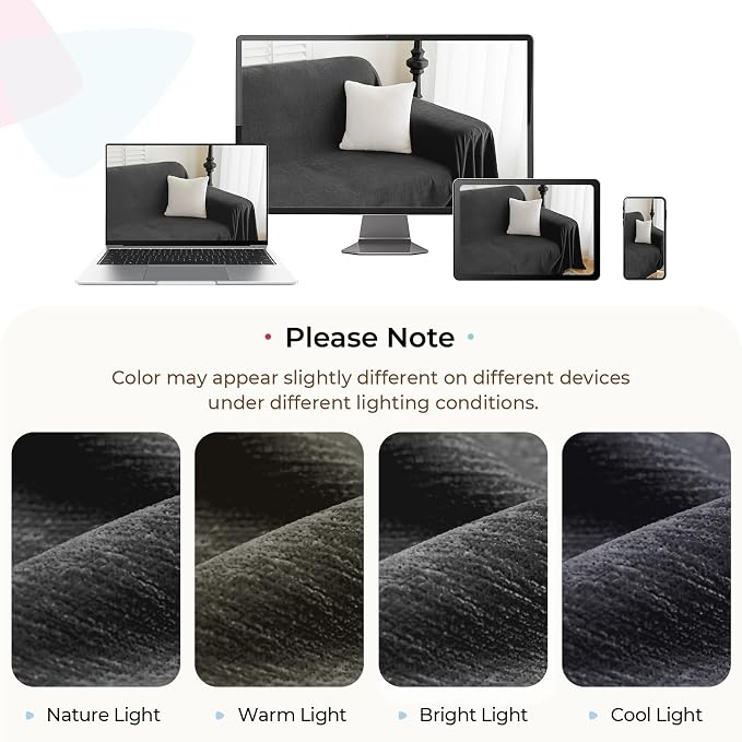 CAPALOCA Sectional Couch Covers, 2 Pieces Chenille Sofa Cover L Shaped Couch - Image 7