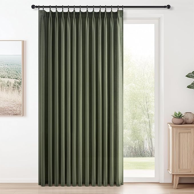 Topfinel Olive Green Pinch Pleated Curtains 108 Inch Length 1 Panels by Topfinel