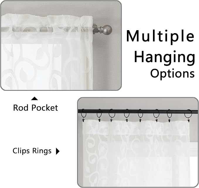 OWENIE Furman Sheer Curtains 72 inches Long 2 Panels Set, Light Filtering Top - Image 4