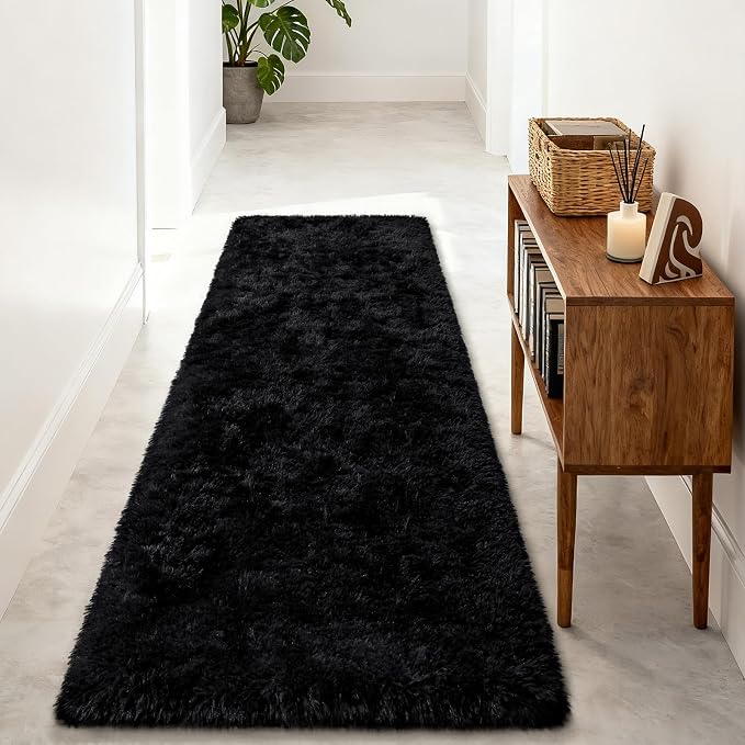 Merelax Black 2x8 Non-Slip Long Runner Rug by Merelax